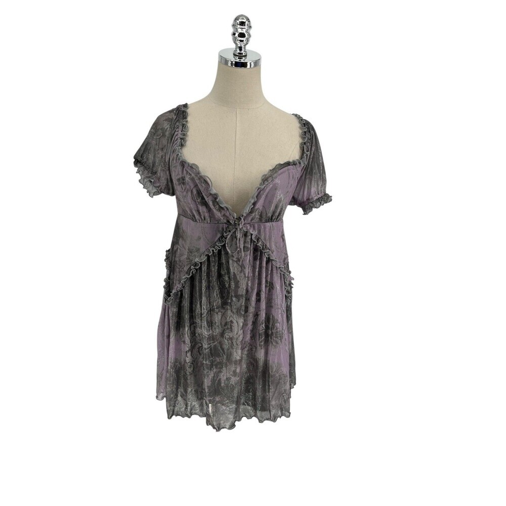 Urban Outfitters Top Women's Size Medium Sheer Metallic Floral Fairycore